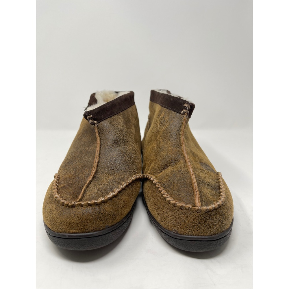 Bob Timberlake Slipper Boots Mens Brown Excellent Faux Fur Lined Moc Toe size 12